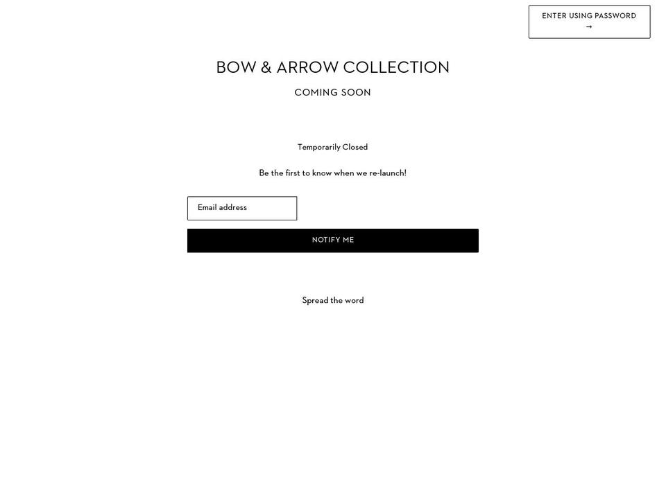 bowandarrowcollection.com shopify website screenshot
