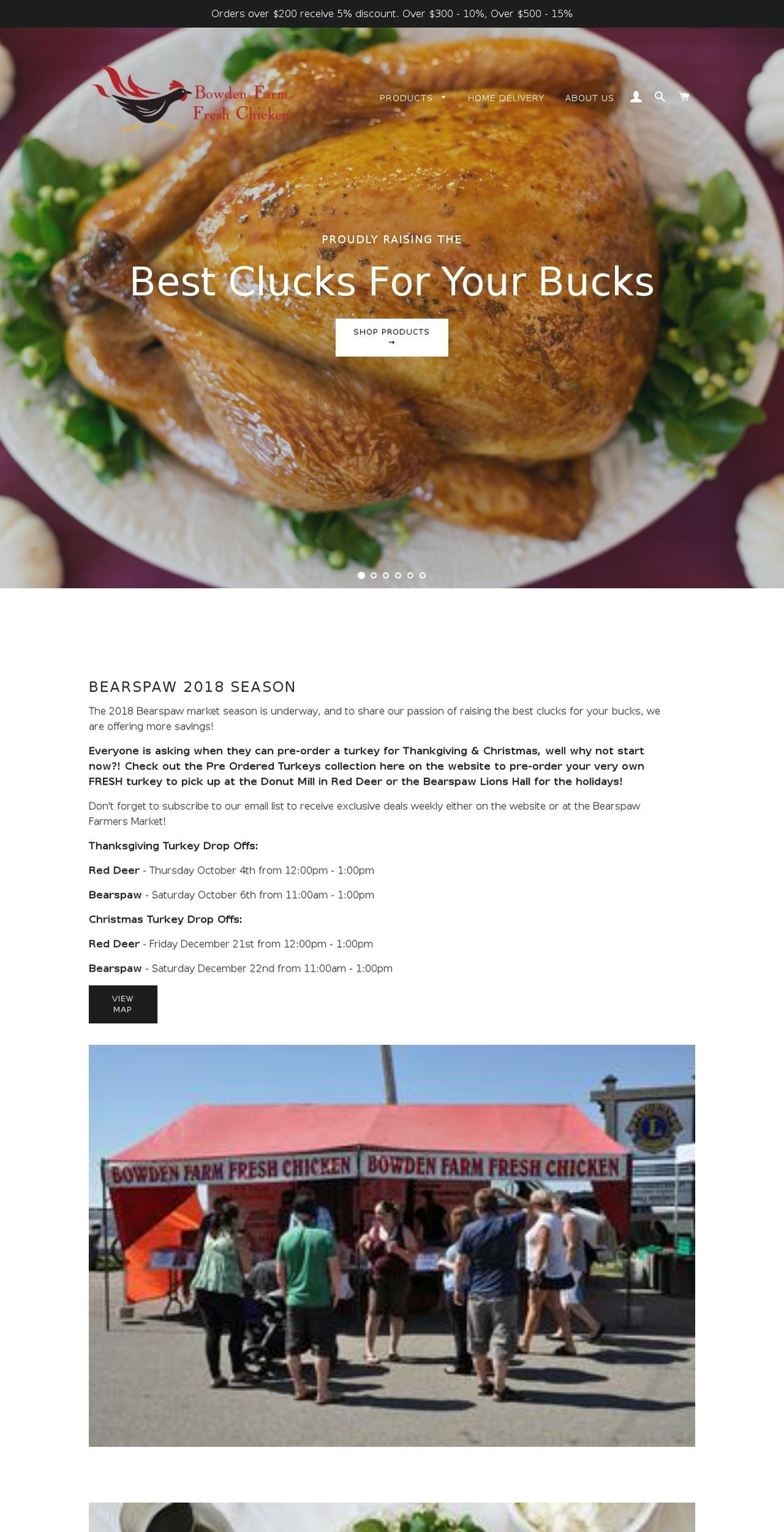 bowdenfarmfreshchicken.com shopify website screenshot