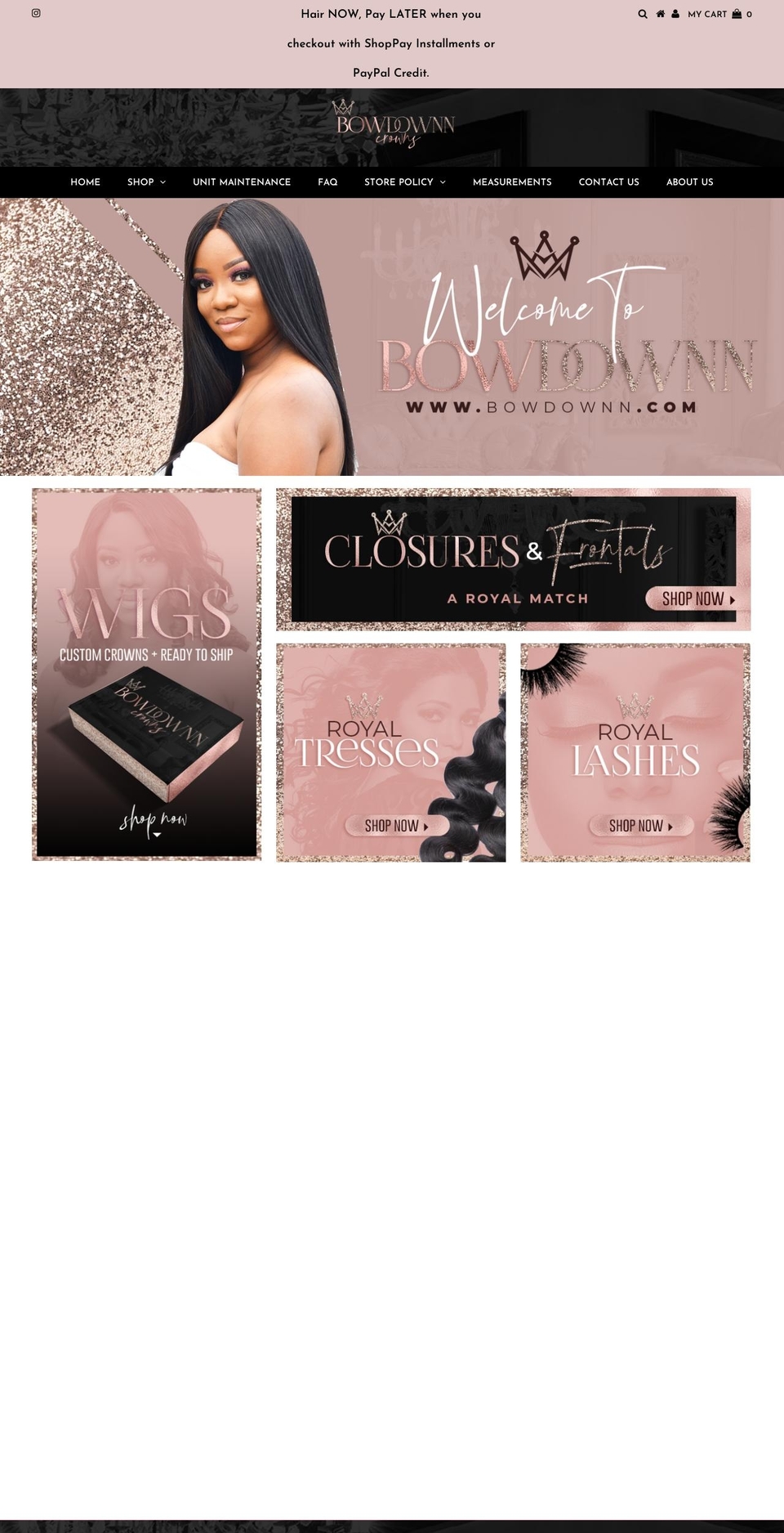 bowdownn.com shopify website screenshot