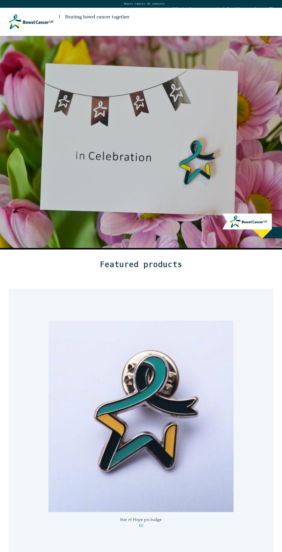 bowelcanceruk.myshopify.com shopify website screenshot