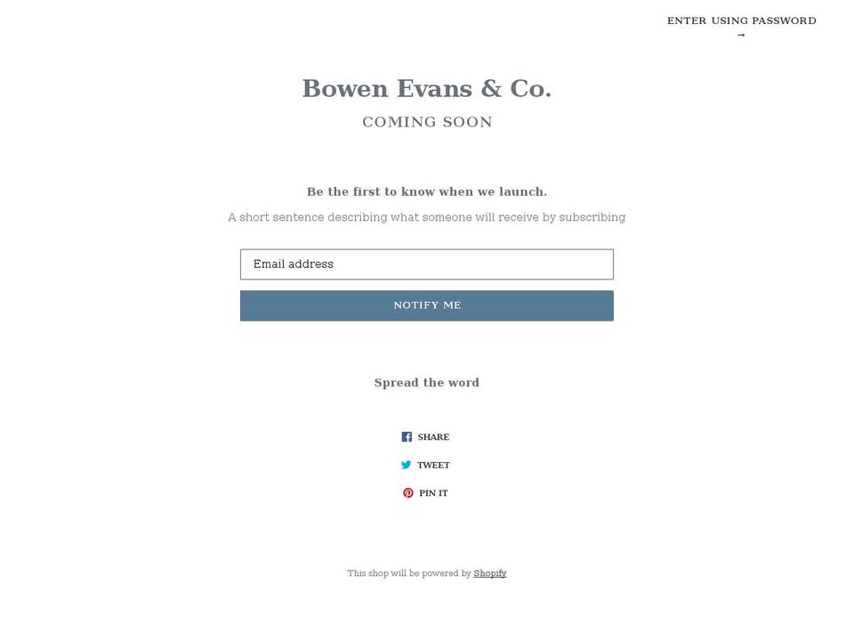 bowenevans.com.au shopify website screenshot