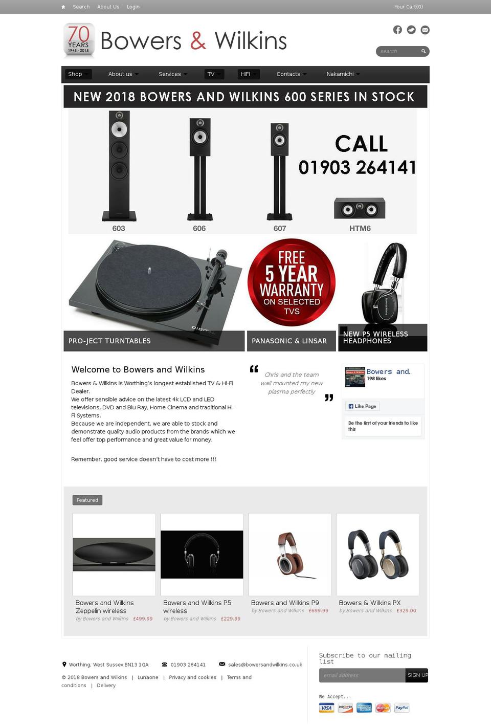 bowerswilkinsworthingshop.co.uk shopify website screenshot