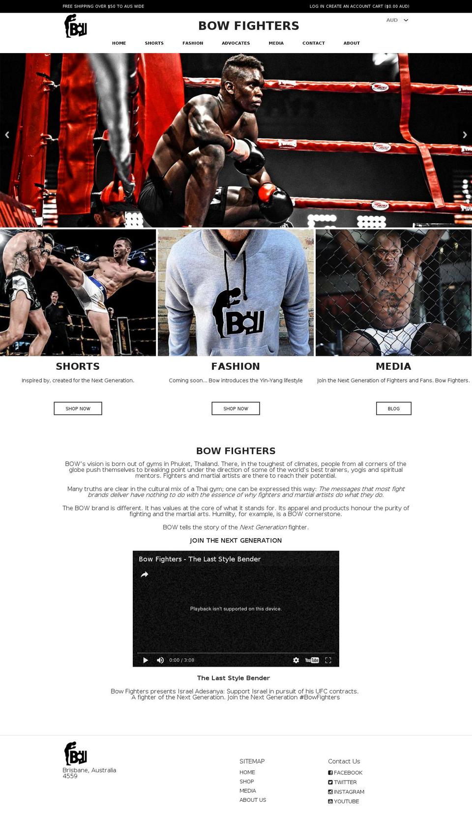 live theme Shopify theme site example bowfighters.com