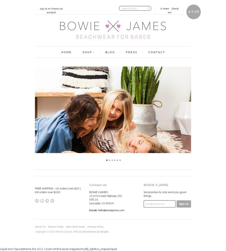 bowiejames.myshopify.com shopify website screenshot