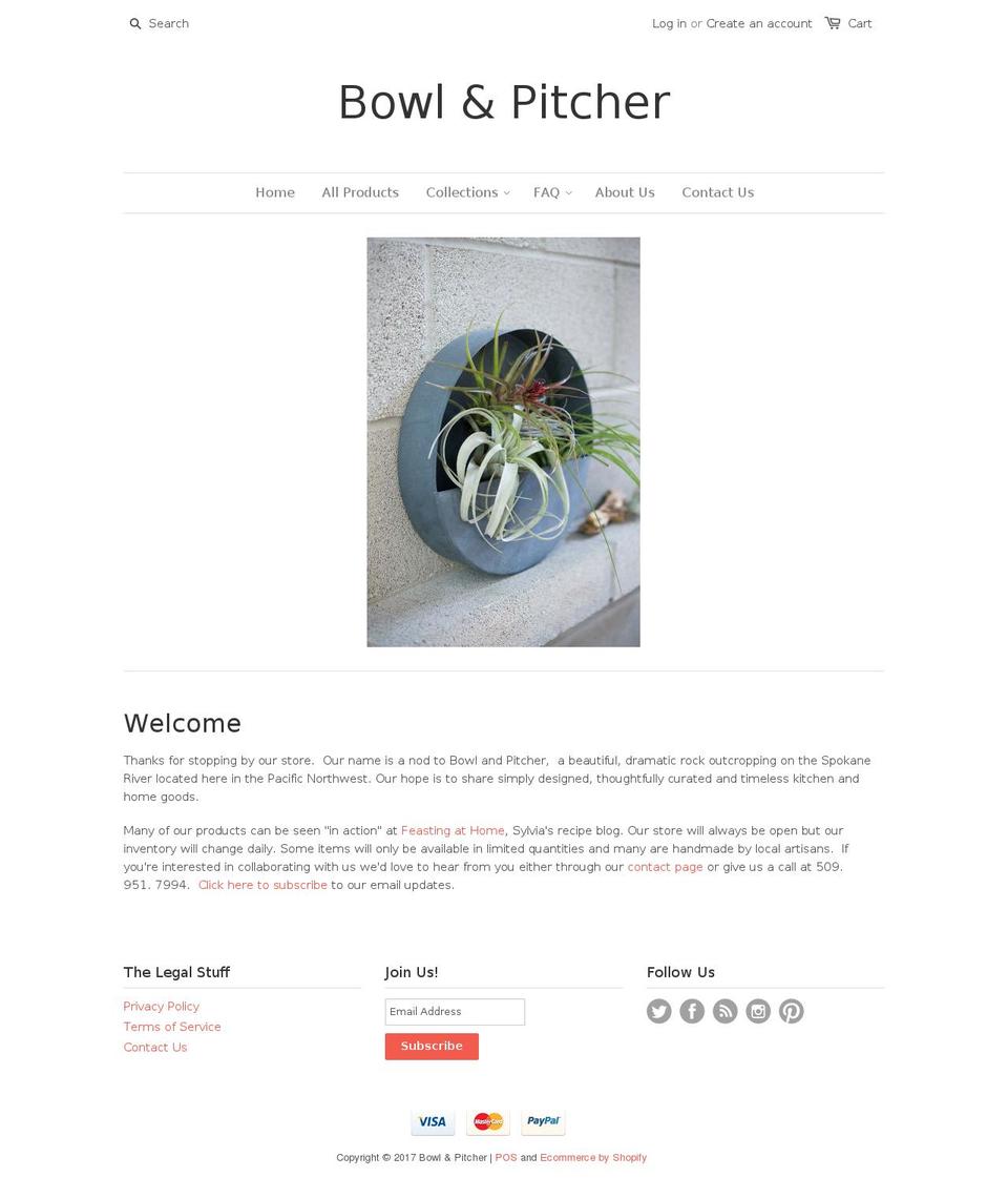 bowlandpitcher.com shopify website screenshot