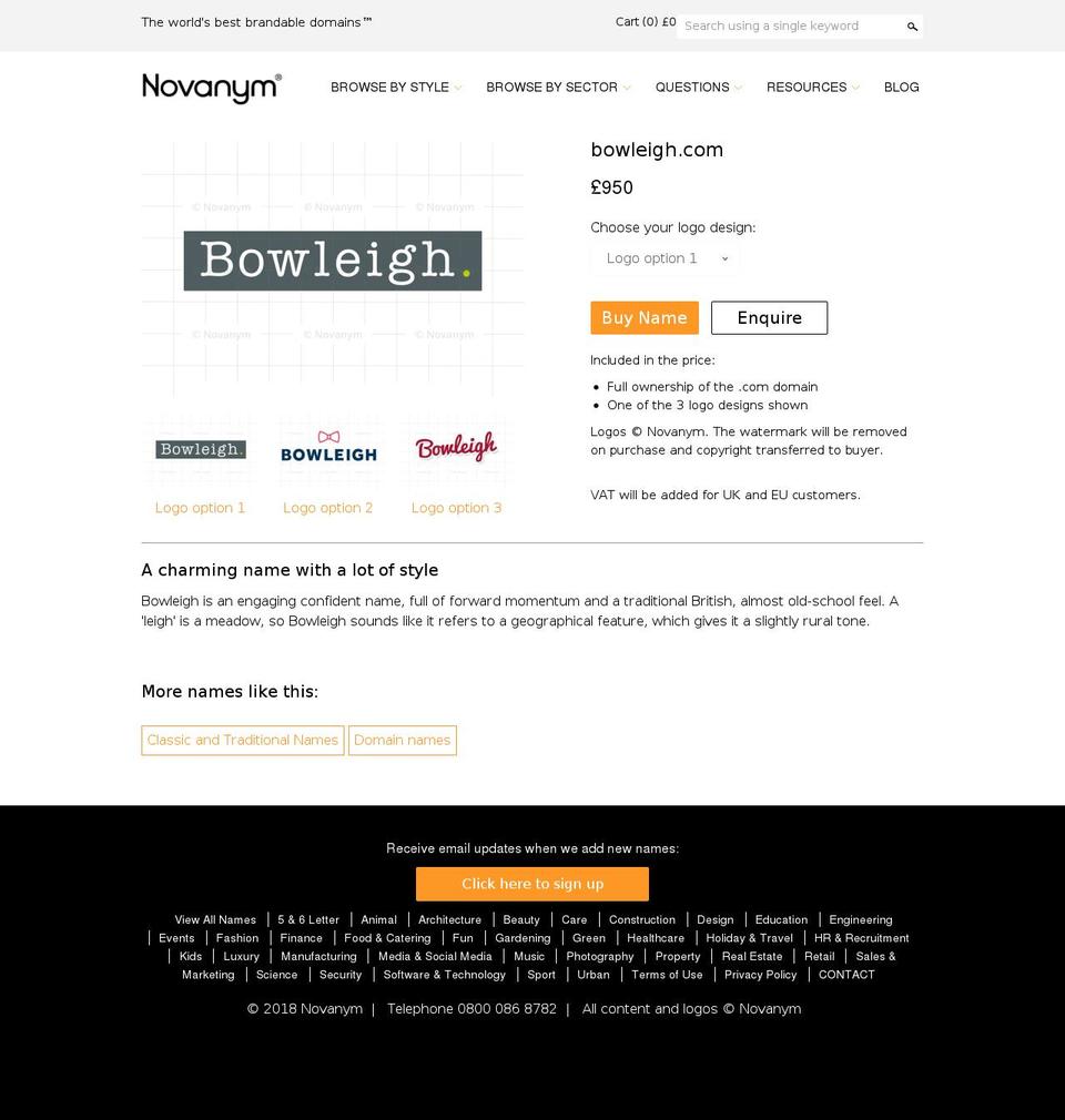 bowleigh.com — Shopify storefront screenshot
