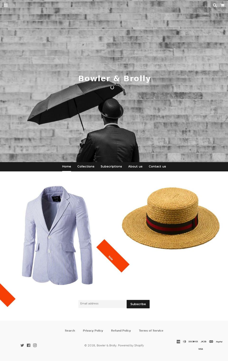 bowlerandbrolly.com — Shopify storefront screenshot