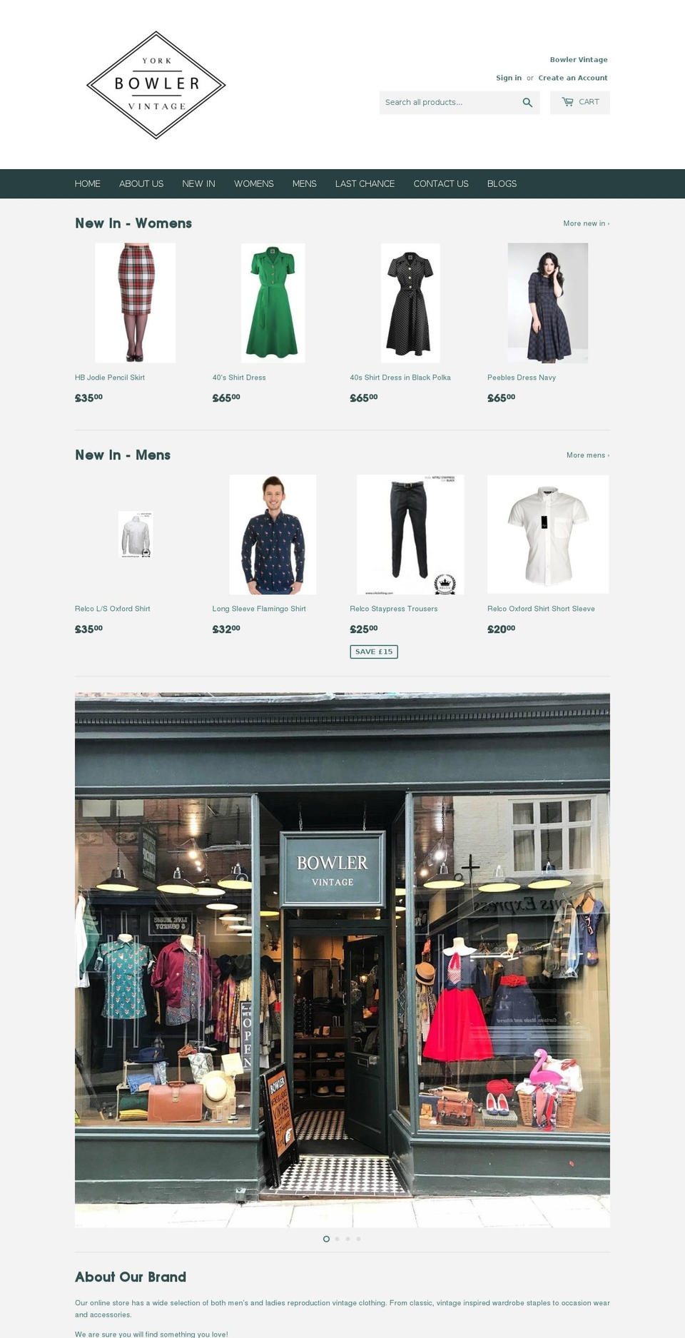 bowlervintage.com — Shopify storefront screenshot