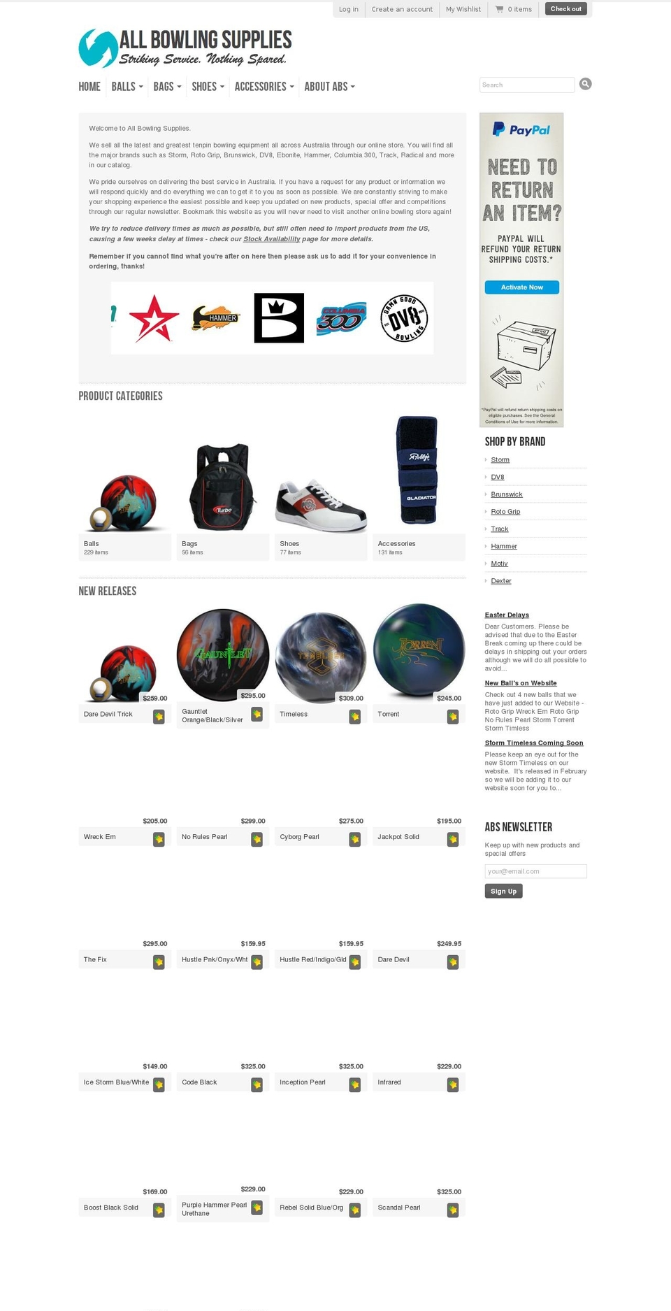 bowlingballsaustralia.com.au shopify website screenshot