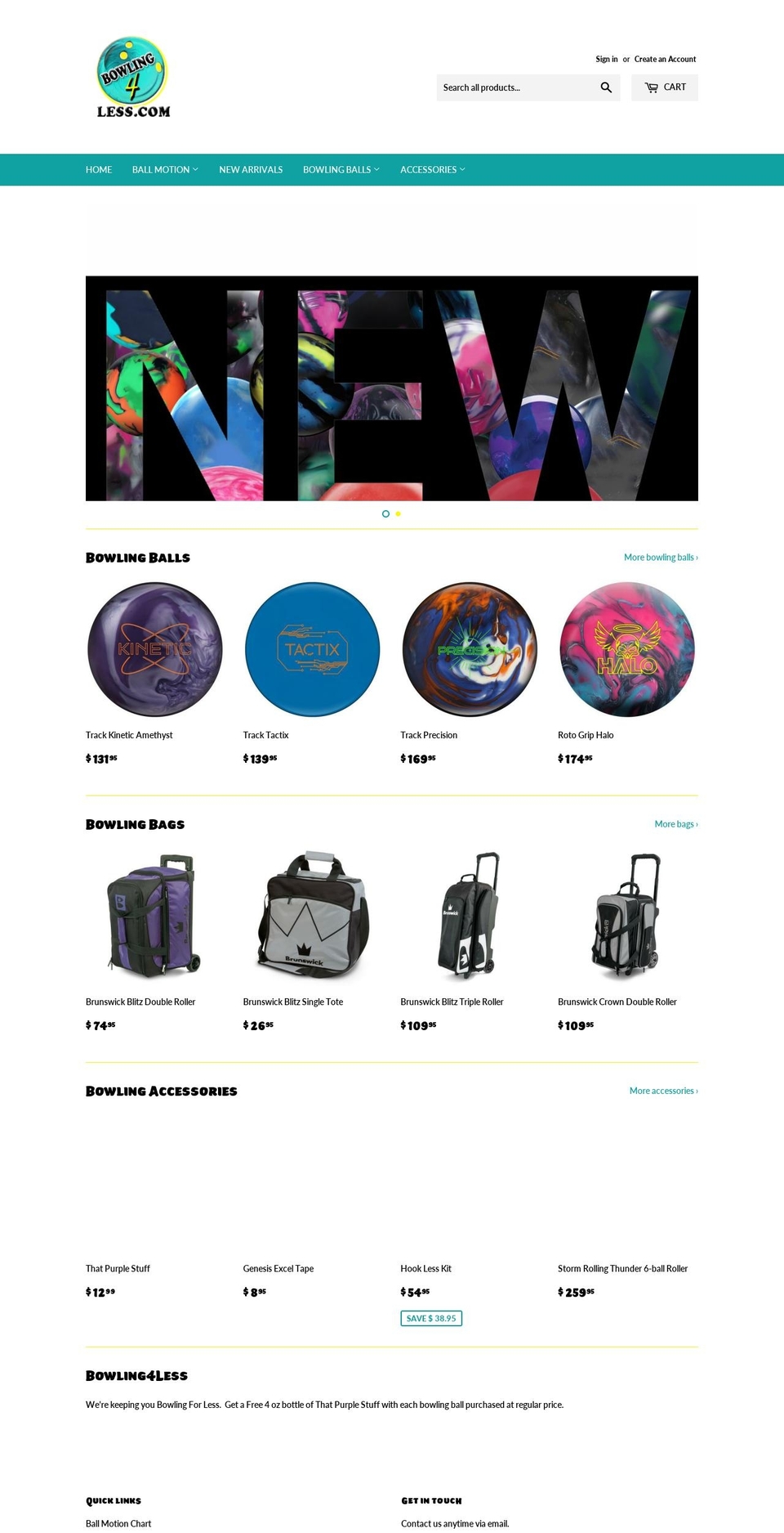 bowlingforeless.com — Shopify storefront screenshot