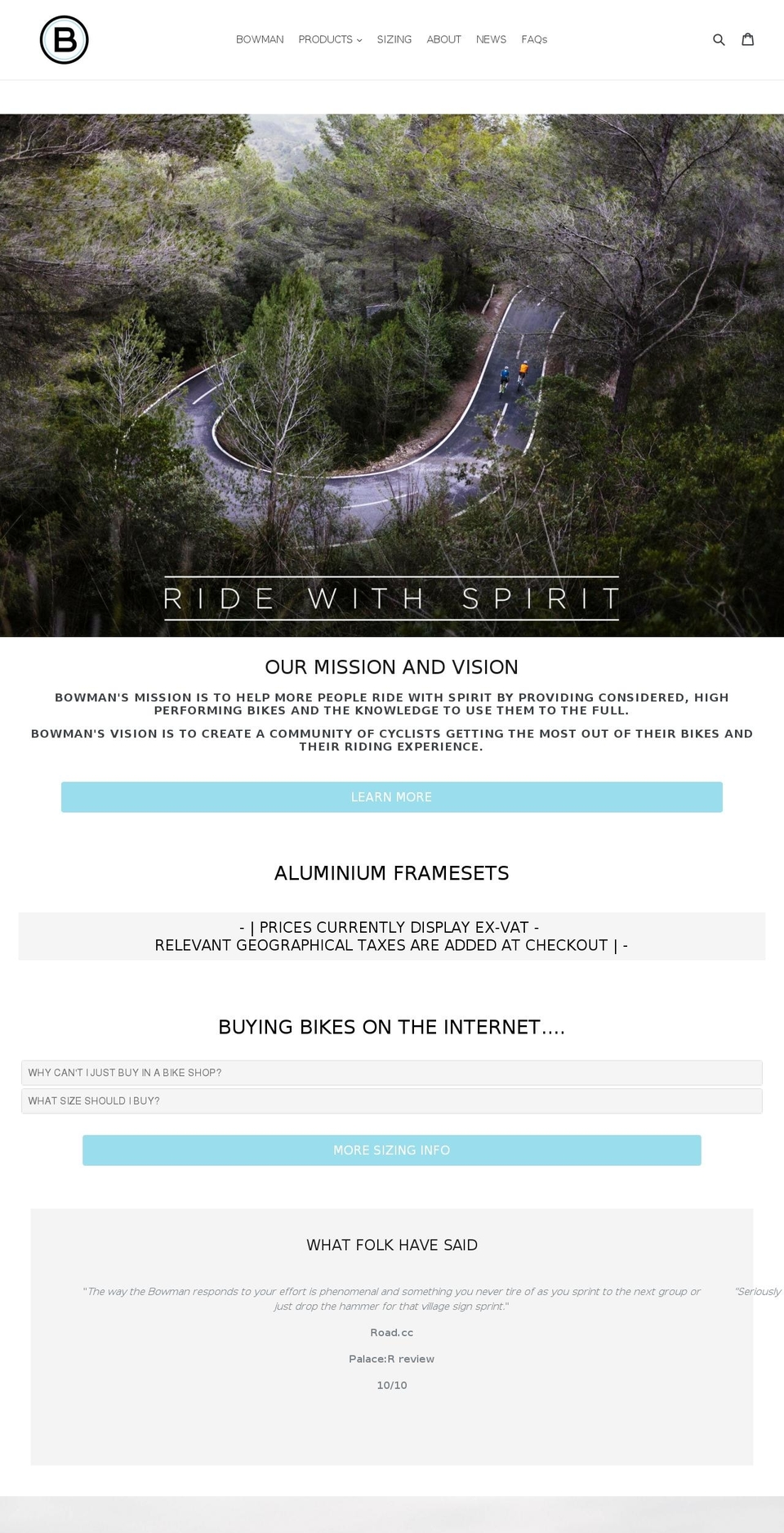 bowman-cycles.com — Shopify storefront screenshot