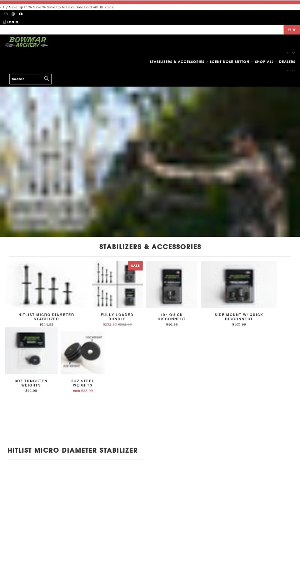 bowmarbowhunting.com shopify website screenshot