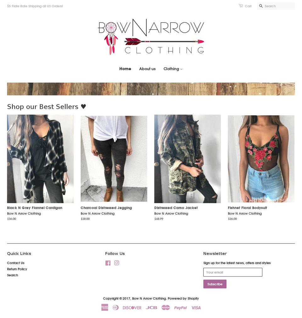 bownarrowclothing.com shopify website screenshot