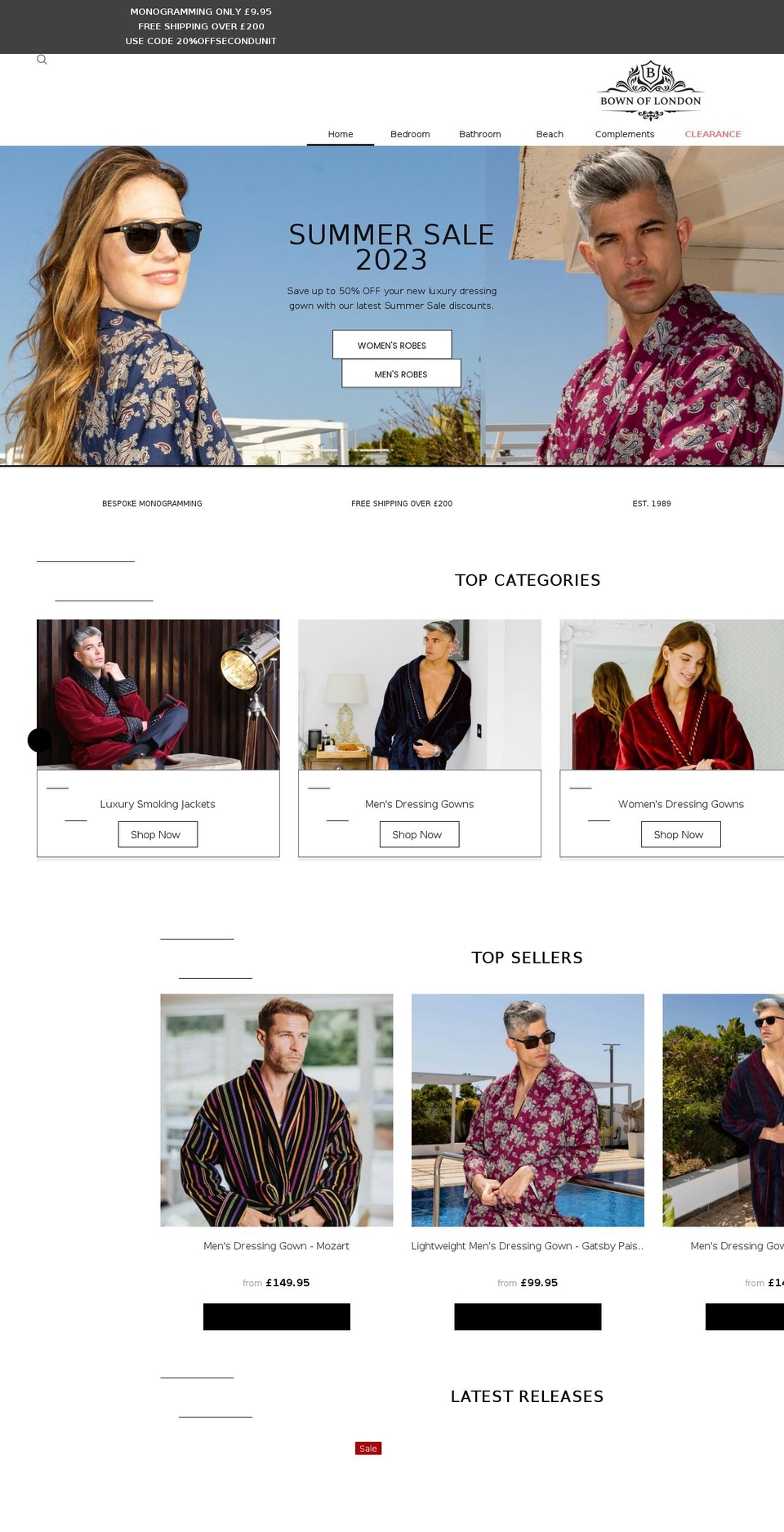 bownoflondon.com shopify website screenshot