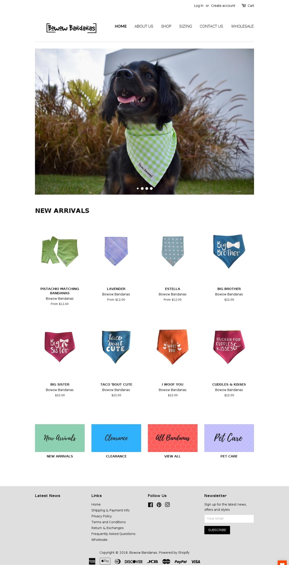 bowow-bandanas.com — Shopify storefront screenshot