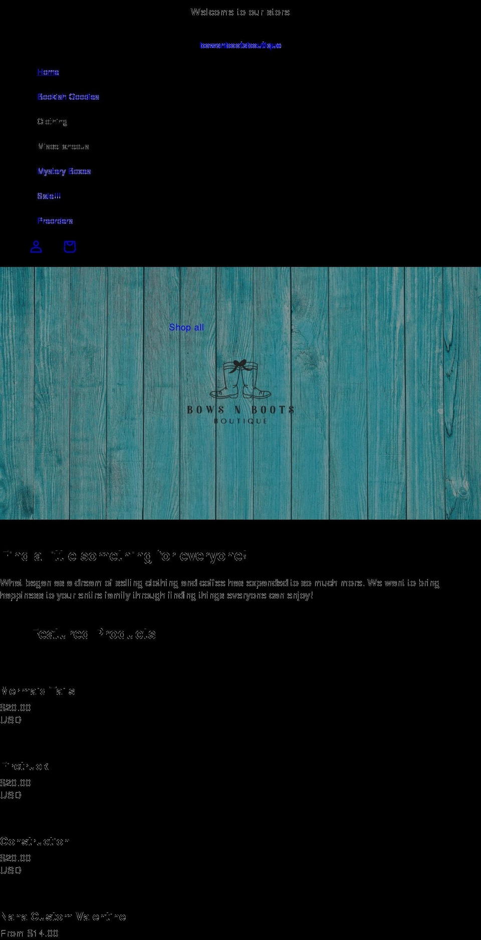 bows-n-bootsboutique.com shopify website screenshot