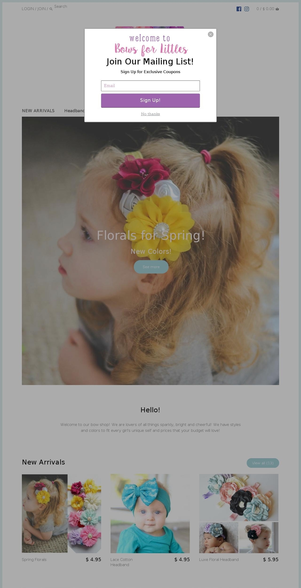 bowsforlittles.com shopify website screenshot