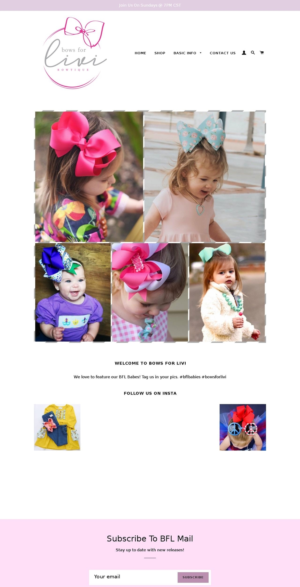 bowsforlivi.com — Shopify storefront screenshot