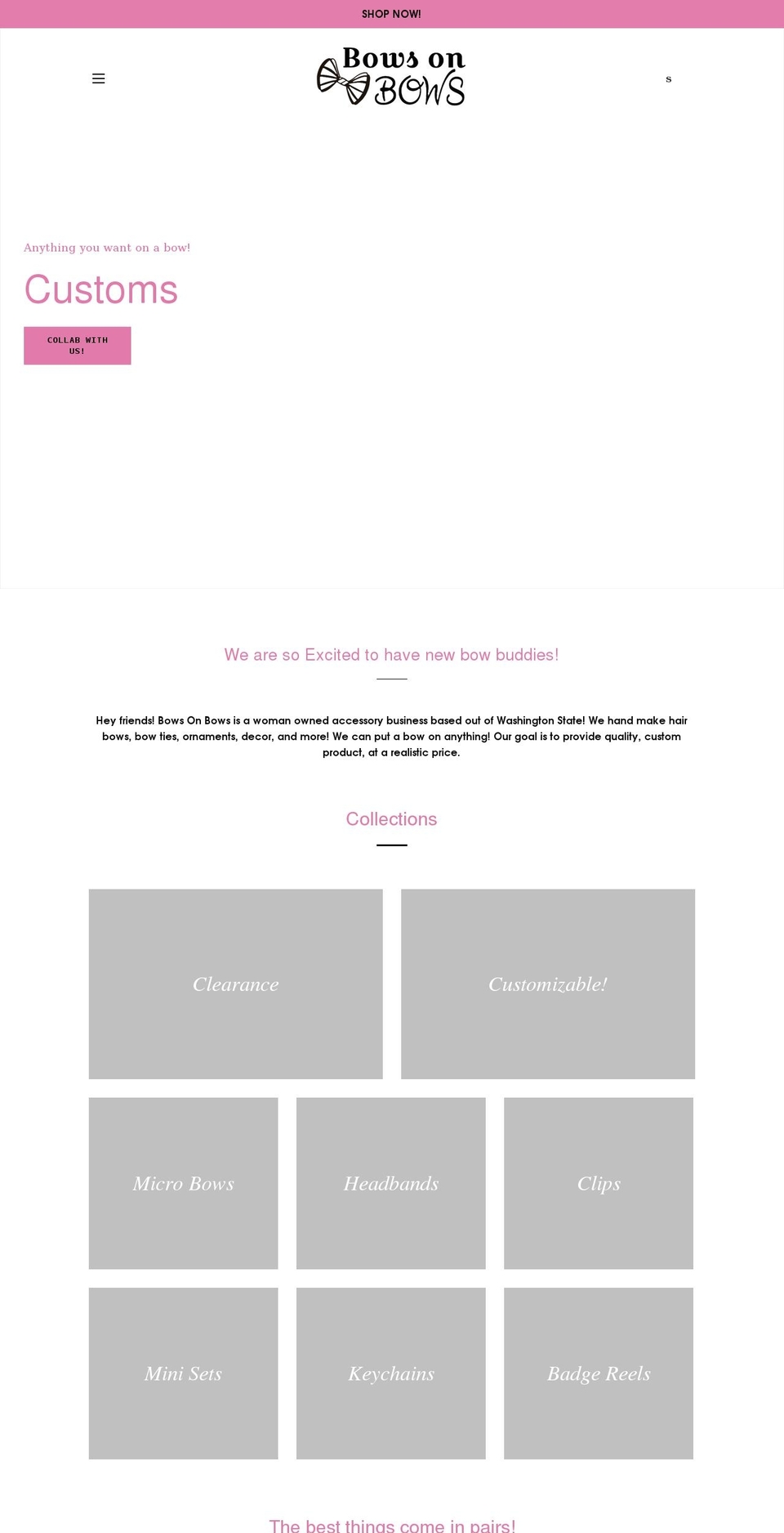bowsonbows.com shopify website screenshot