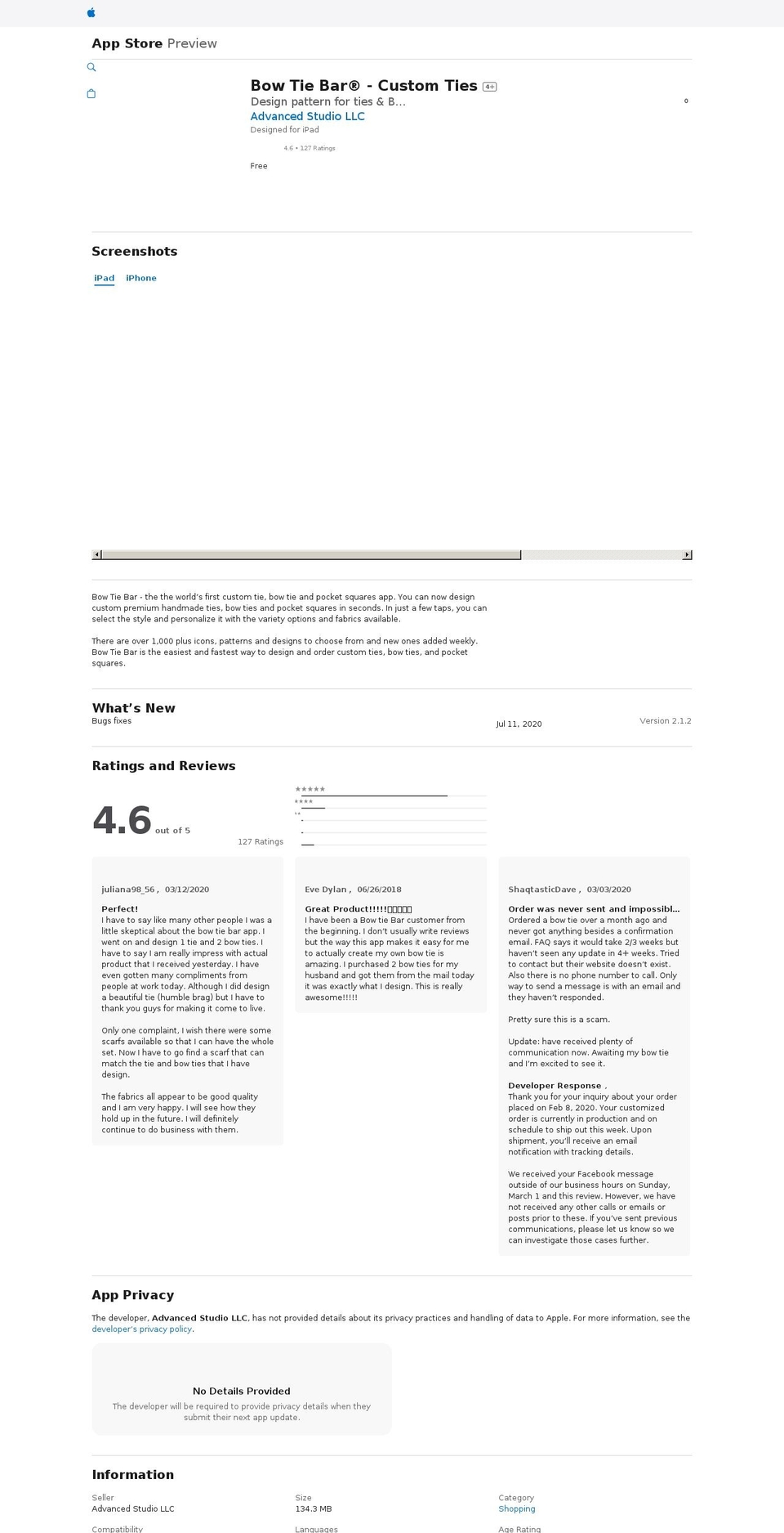 bowtiebarapp.com — Shopify storefront screenshot