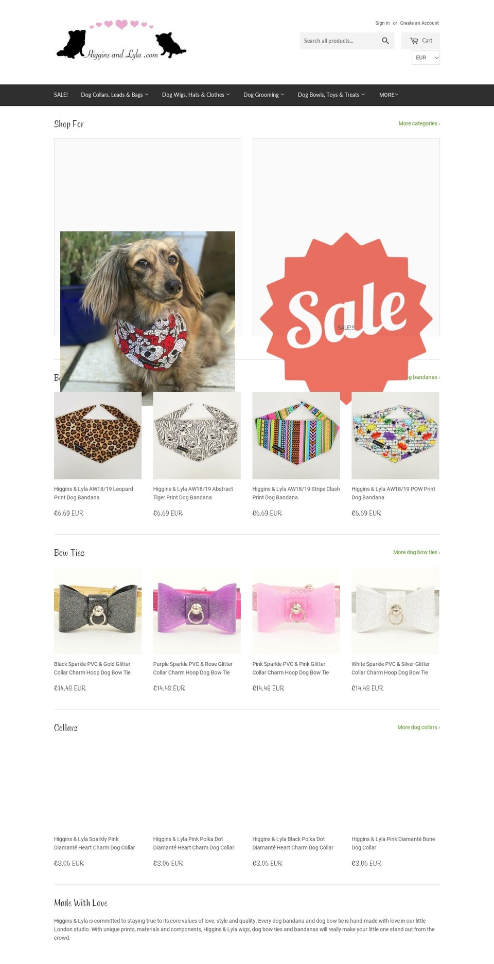 bowtiedog.com — Shopify storefront screenshot