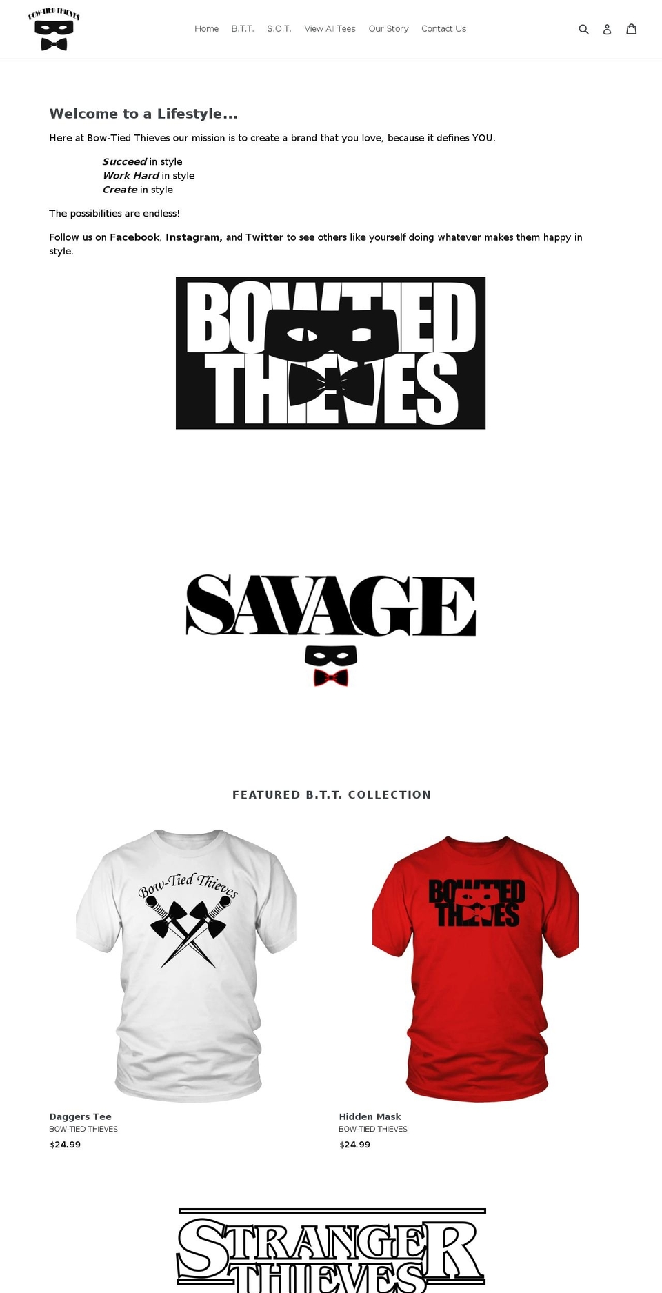 bowtiedthieves.com — Shopify storefront screenshot