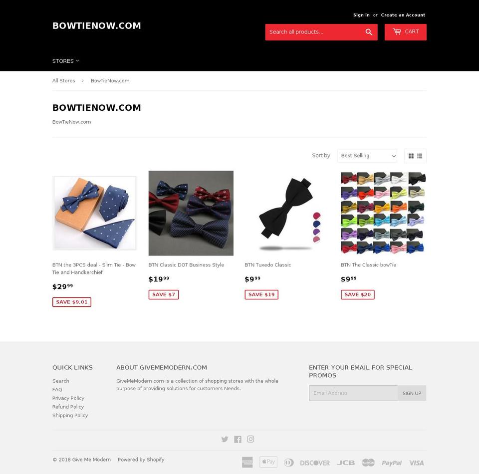 bowtienow.com — Shopify storefront screenshot