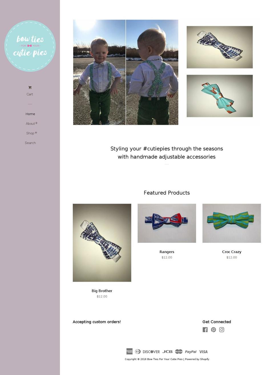 bowtiesforyourcutiepies.com — Shopify storefront screenshot