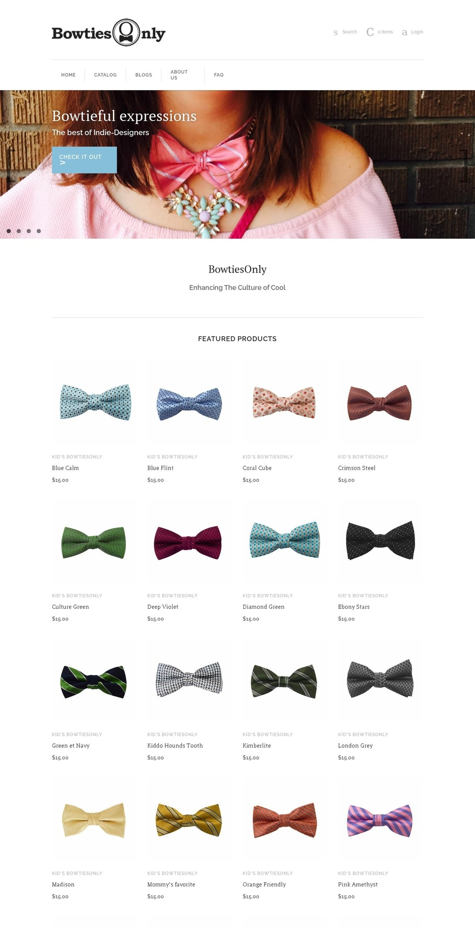 bowtiesonly.com shopify website screenshot