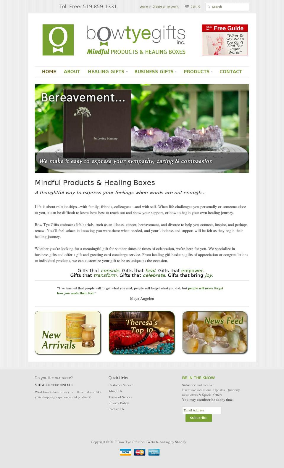 bowtyegifts.com shopify website screenshot