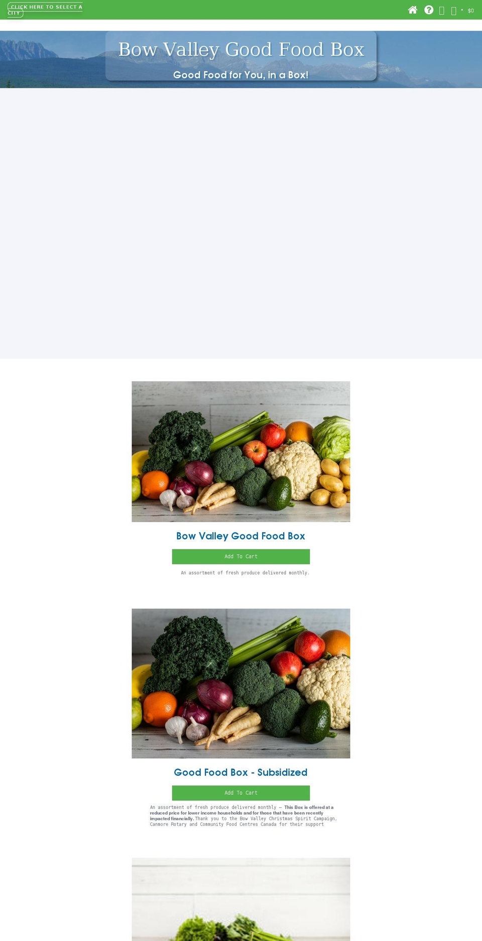 bowvalleygoodfoodbox.com shopify website screenshot