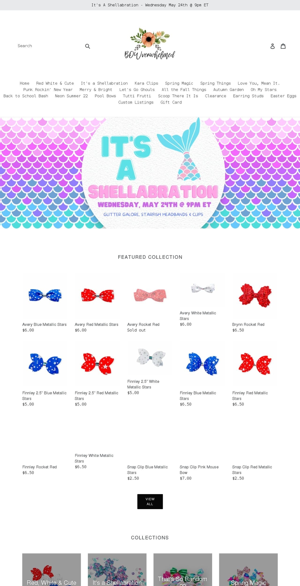 bowverwhelmed.com shopify website screenshot