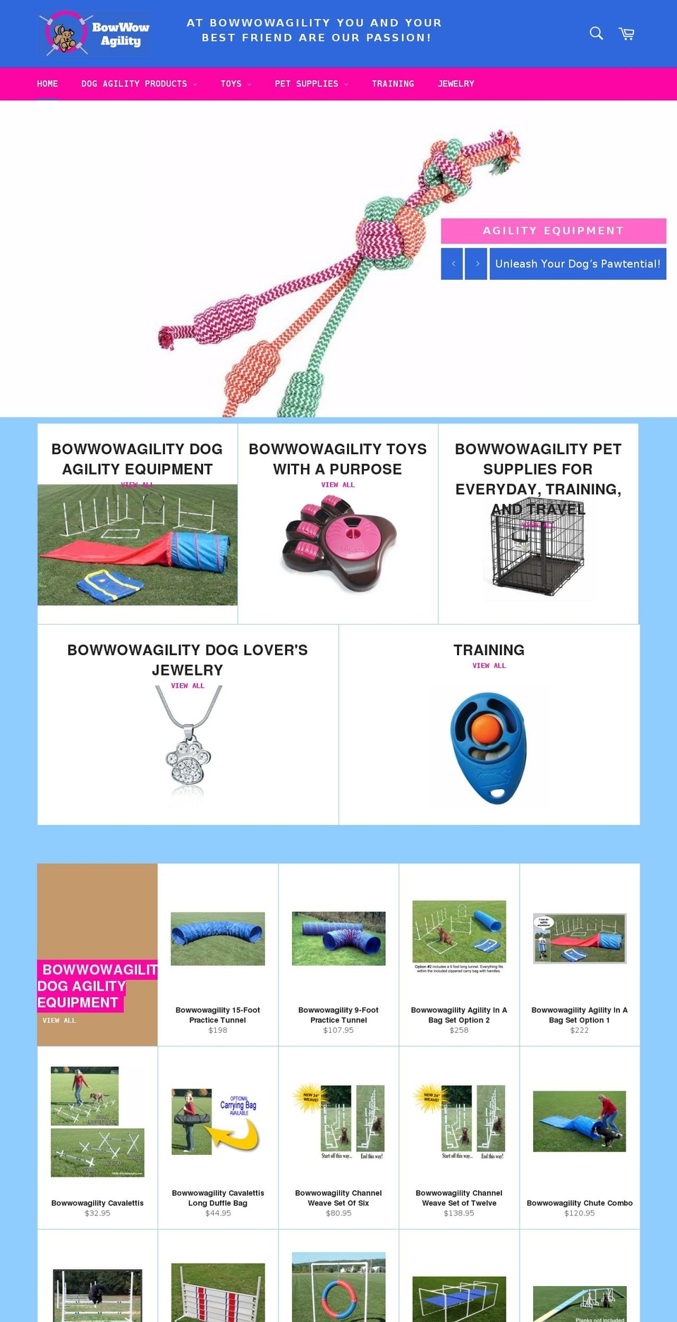 bowwowagility.com shopify website screenshot