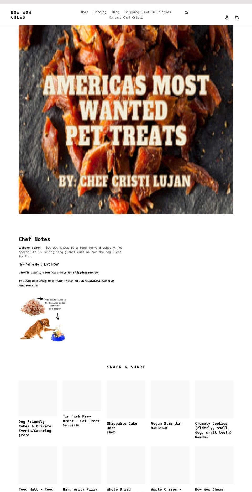 bowwowchews.com shopify website screenshot