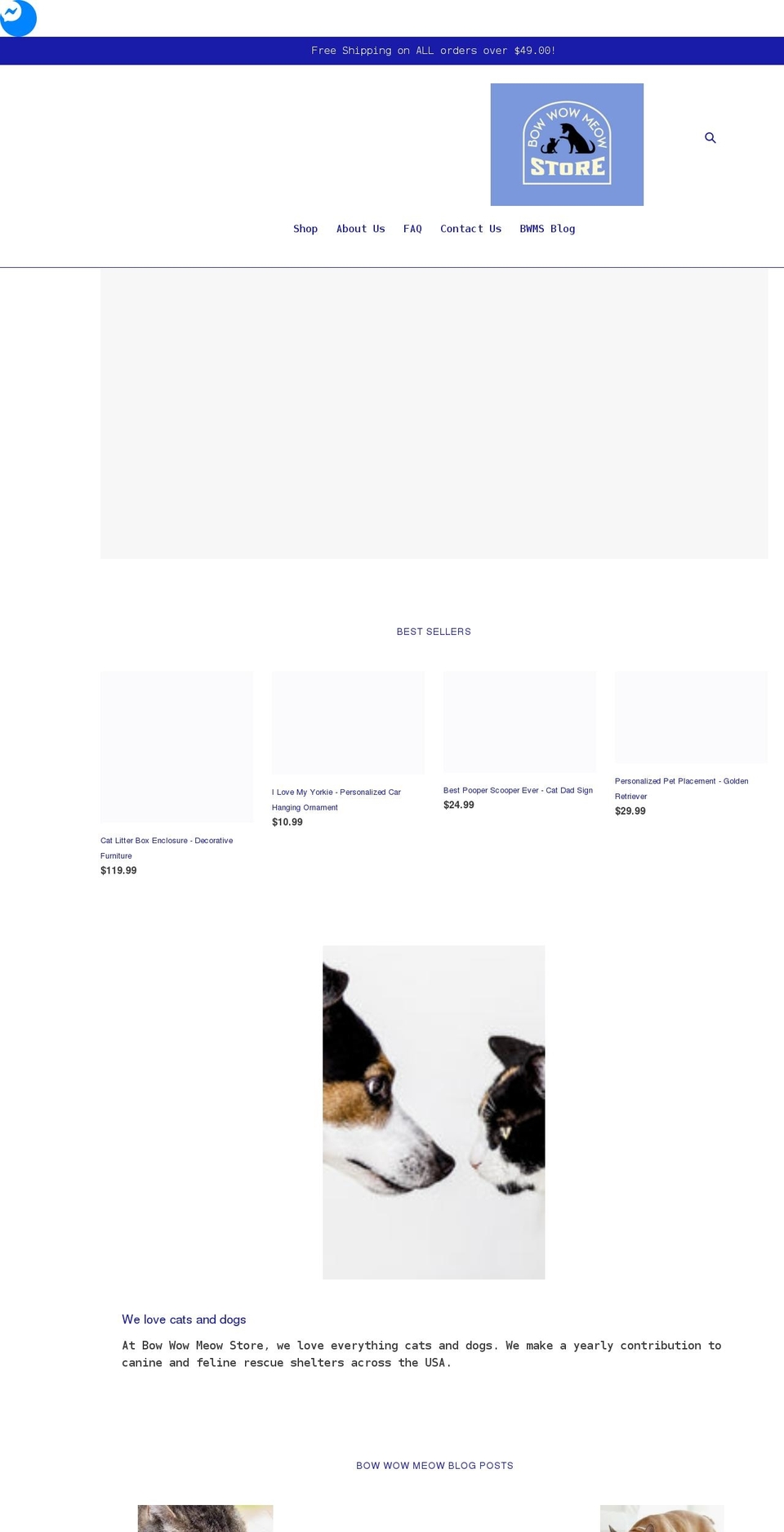 bowwowmeowstore.com shopify website screenshot
