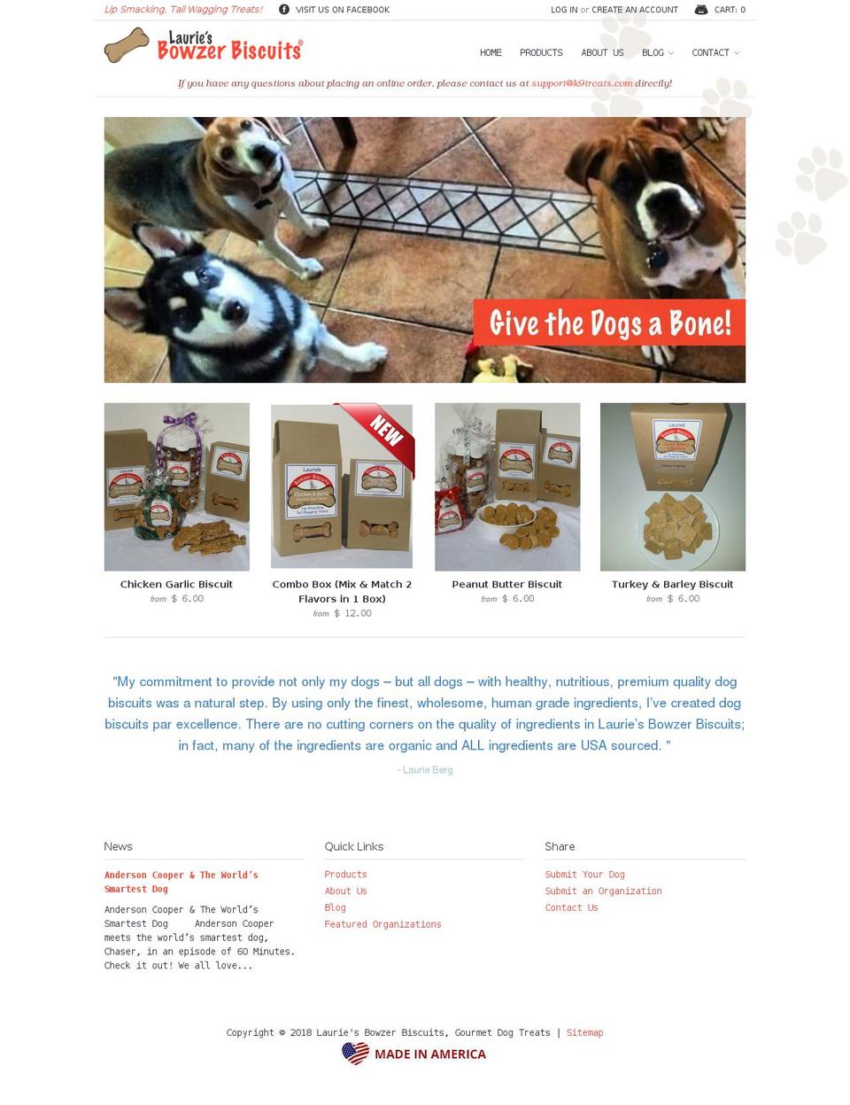 bowzerbiscuits.com — Shopify storefront screenshot