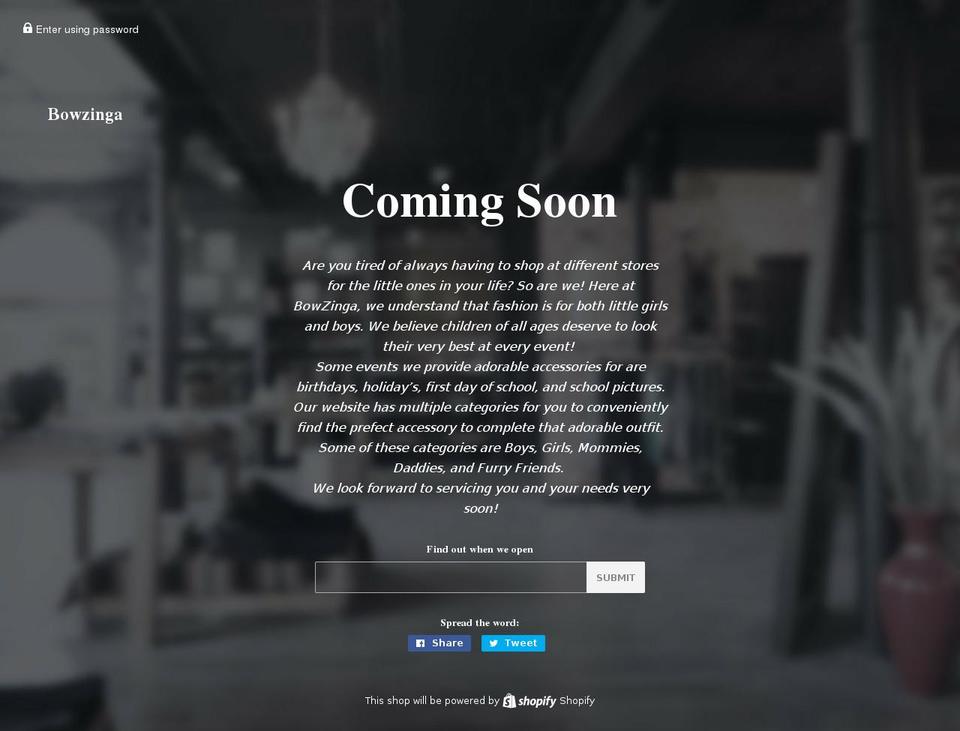 bowzinga.com — Shopify storefront screenshot