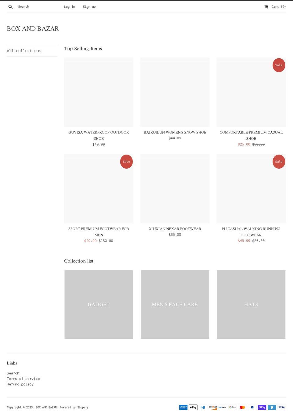 boxandbazar.com shopify website screenshot