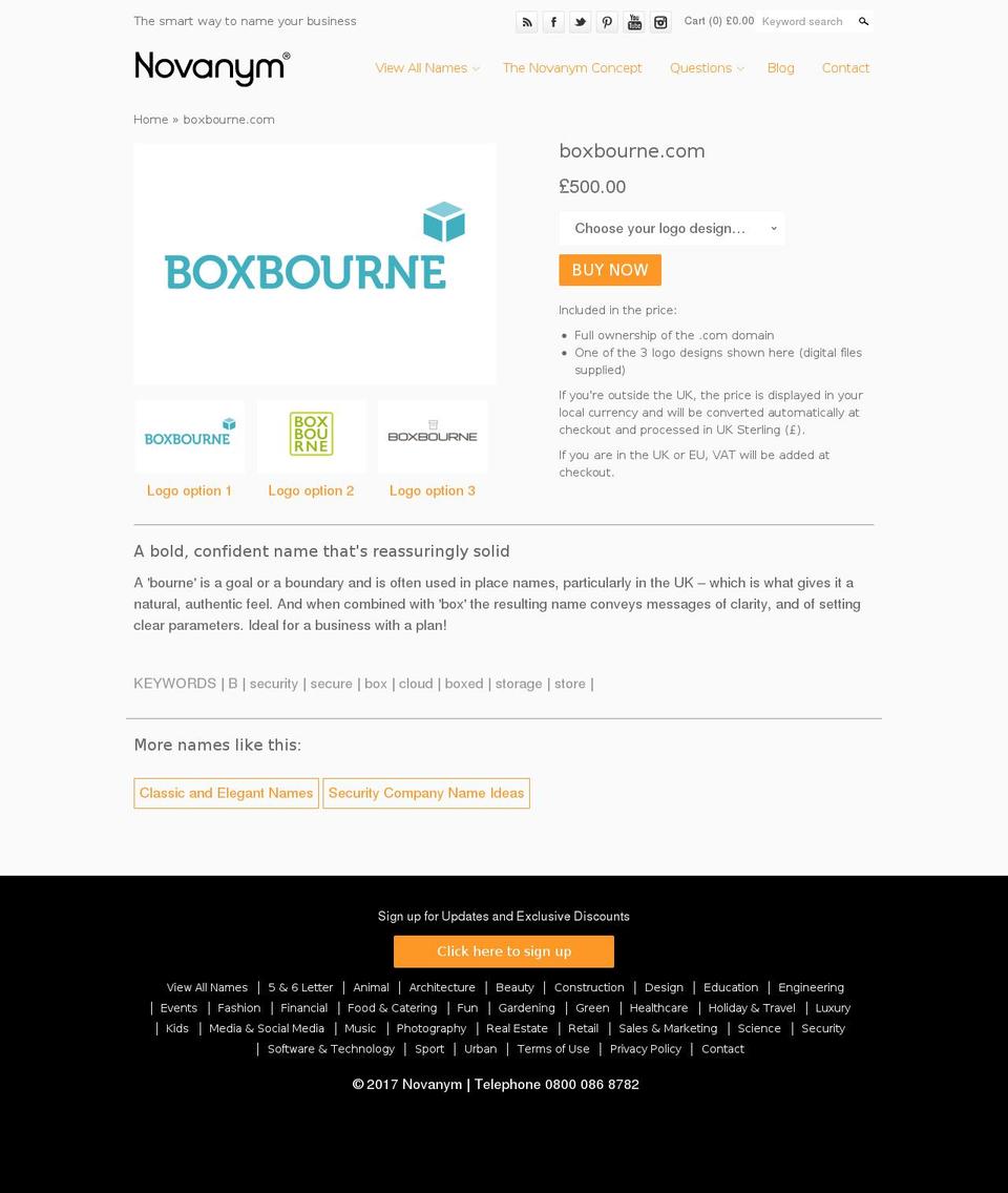 boxbourne.com shopify website screenshot
