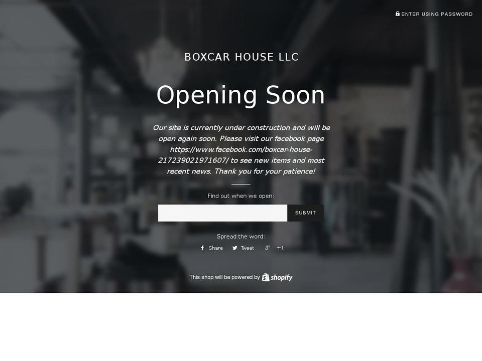 boxcarhouse.com shopify website screenshot
