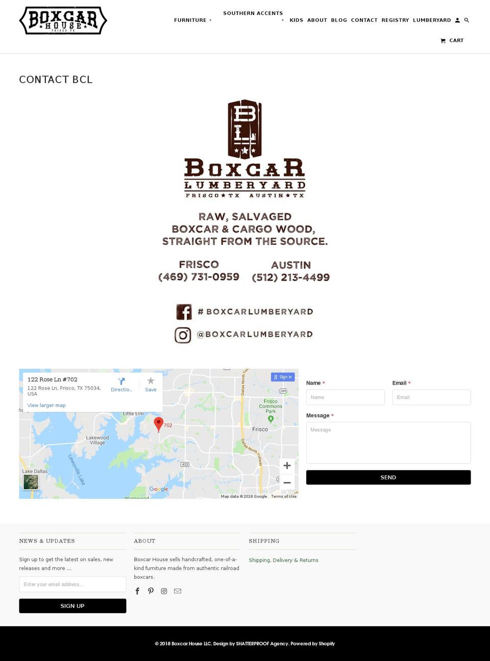 boxcarlumberyard.com — Shopify storefront screenshot