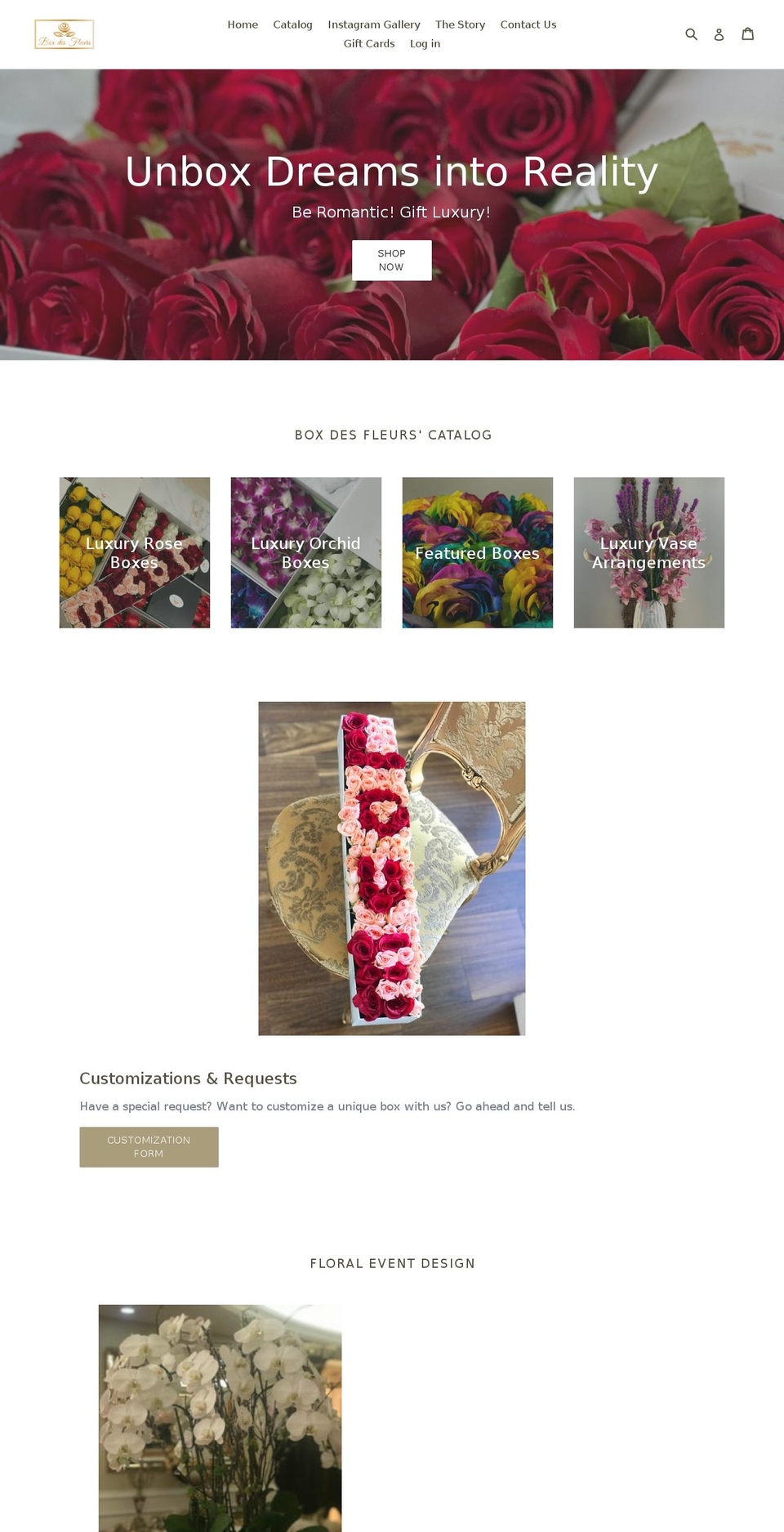 boxdesfleurs.com — Shopify storefront screenshot