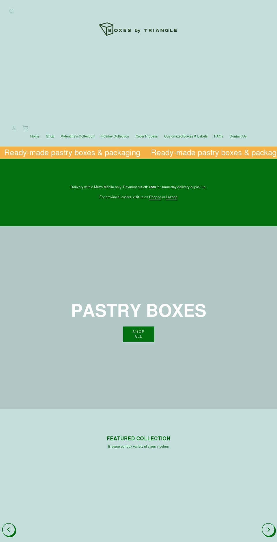 boxesbytriangle.com shopify website screenshot