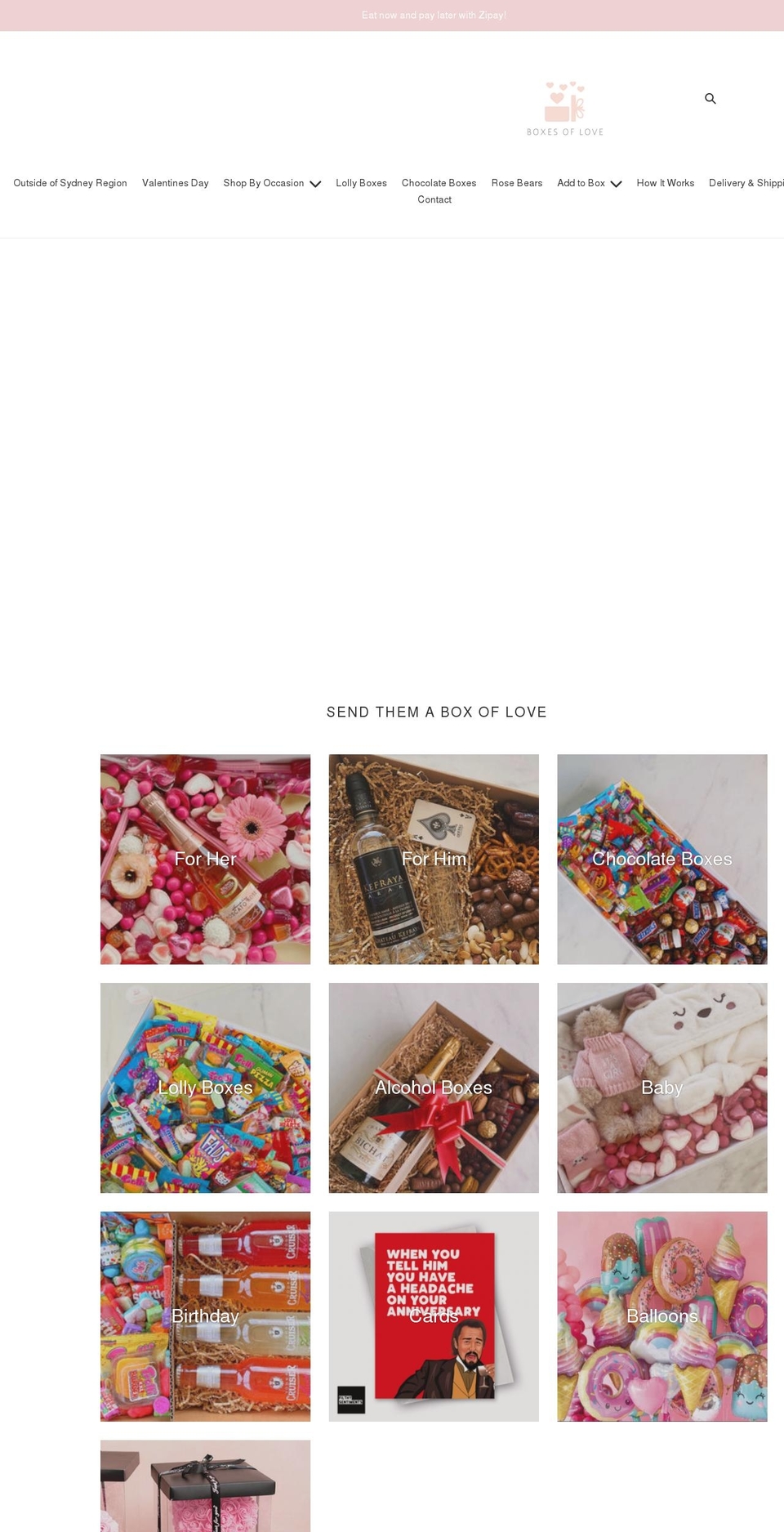 boxesoflove.com.au shopify website screenshot