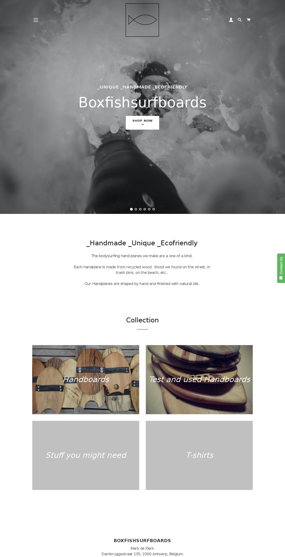 boxfishsurfboards.com — Shopify storefront screenshot