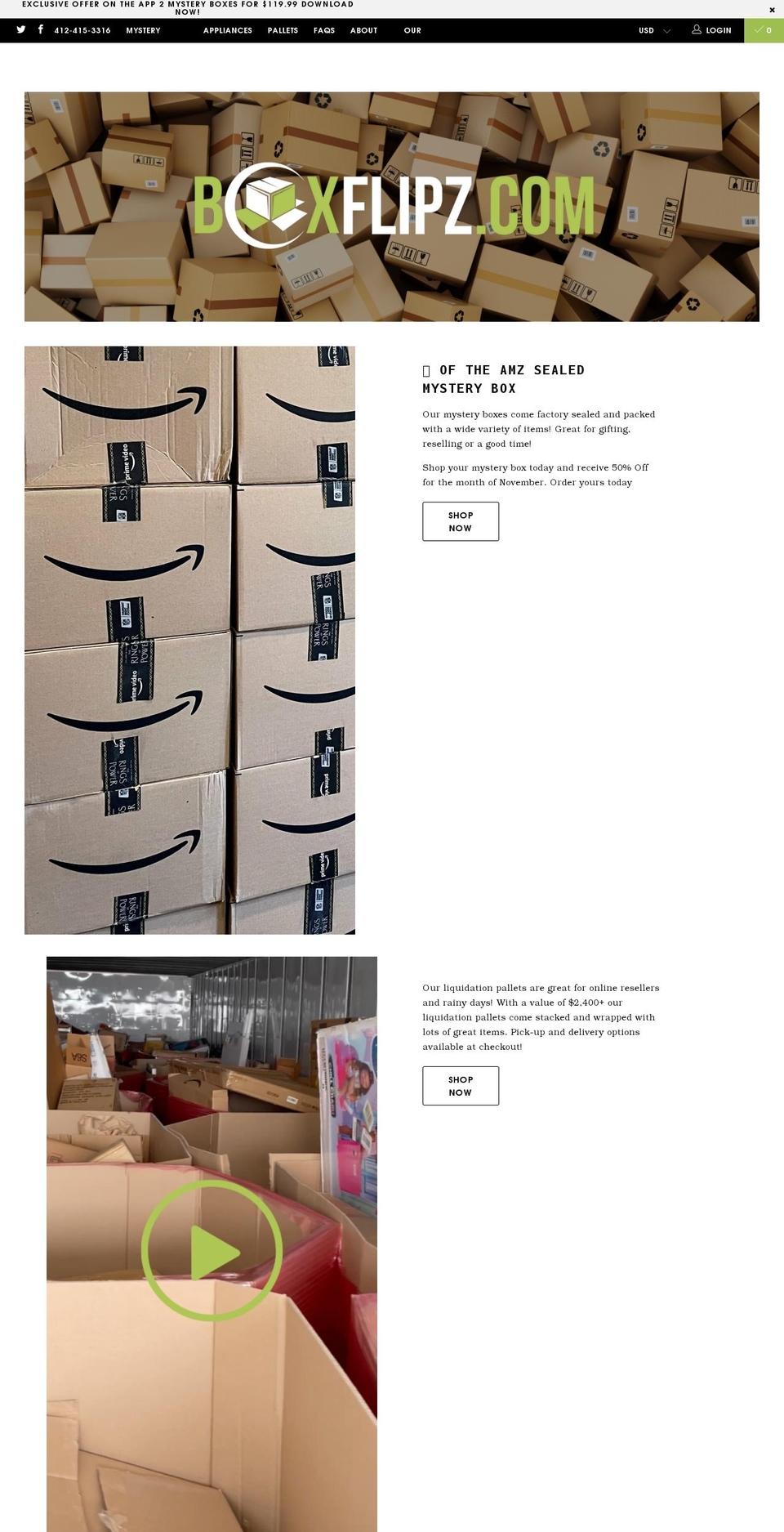 boxflipz.com shopify website screenshot