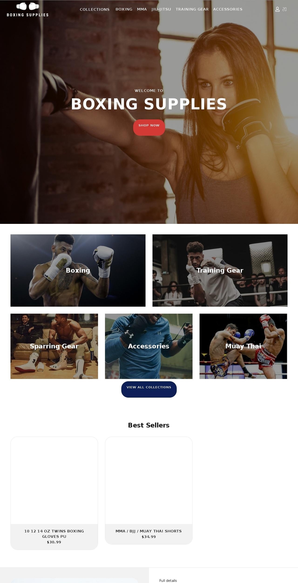 boxing-supplies.com — Shopify storefront screenshot