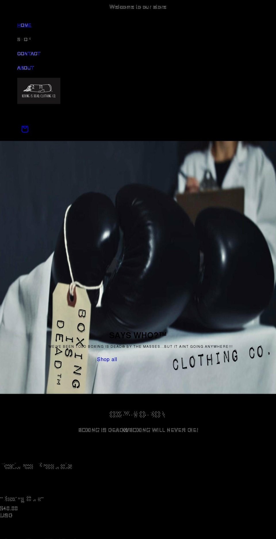 boxingisdead.com shopify website screenshot