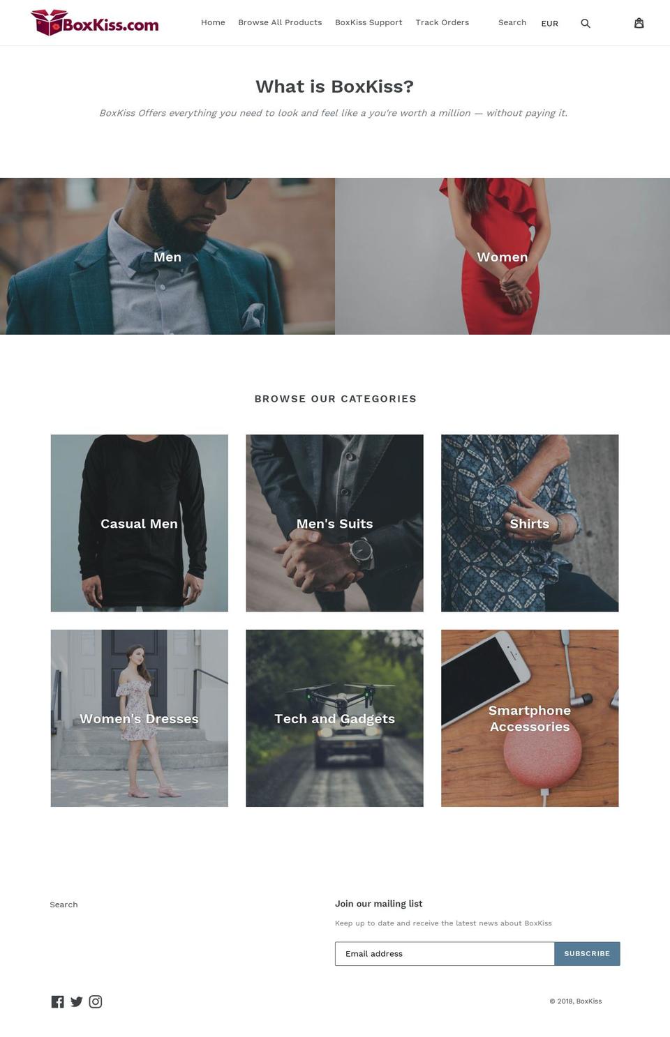 boxkiss.com — Shopify storefront screenshot
