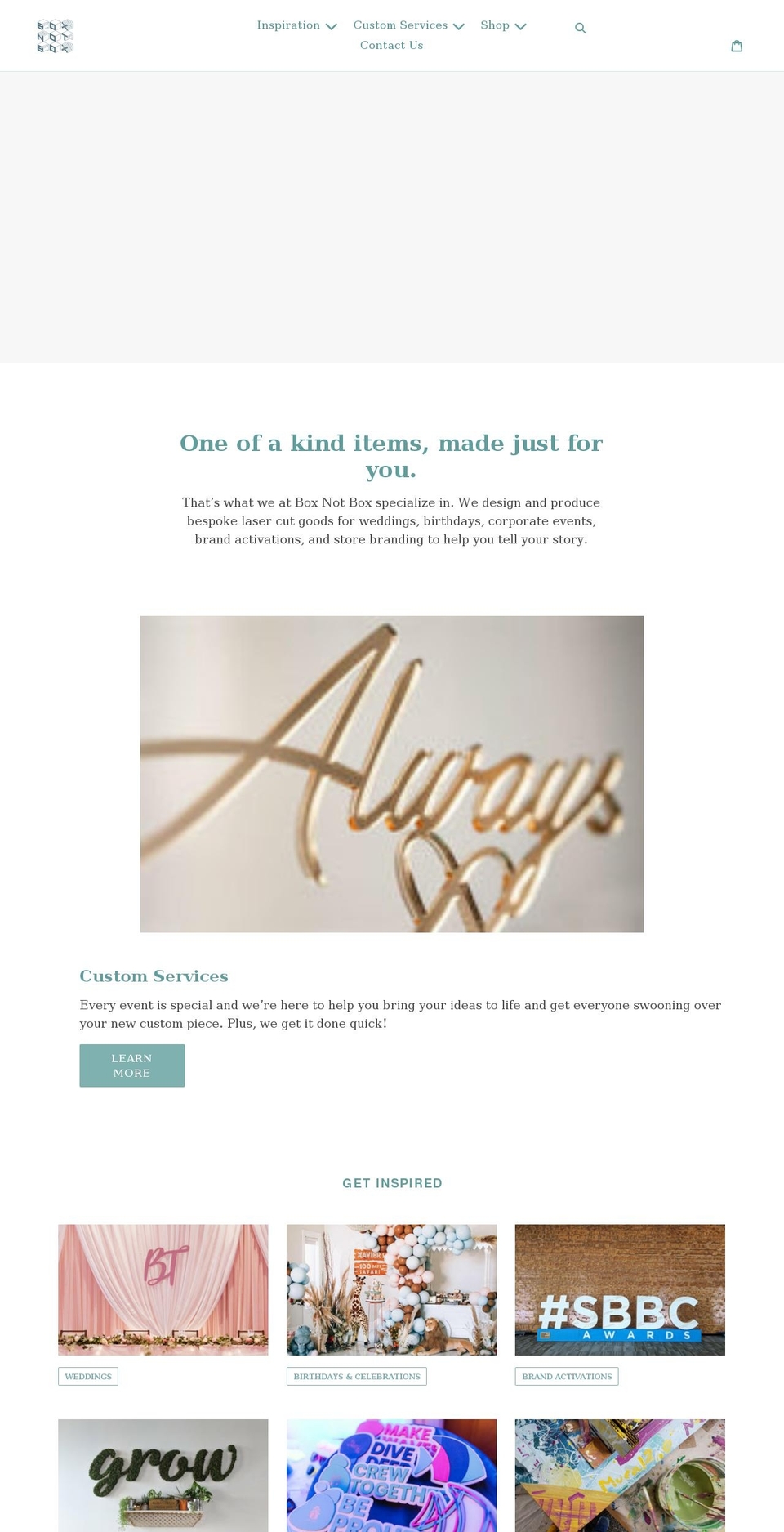 boxnotbox.com shopify website screenshot